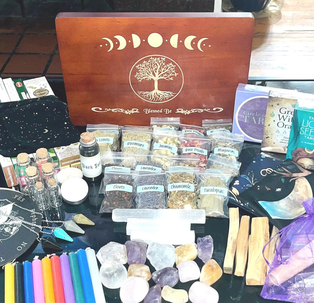 Beginner Altar Kit with crystals, herbs, candles and altar cloth, photo 1 of 9