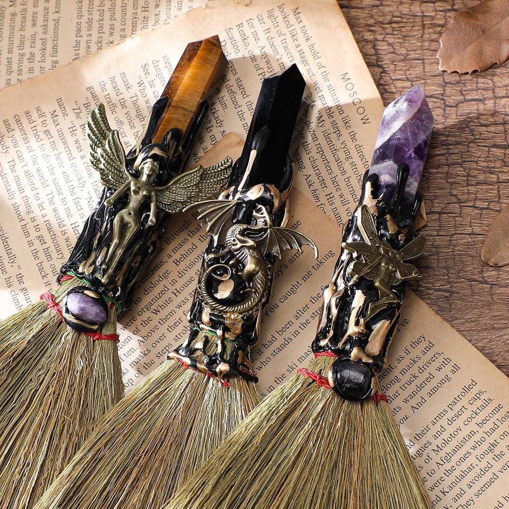 Black Obsidian Altar Besom: Mini Ritual Broom