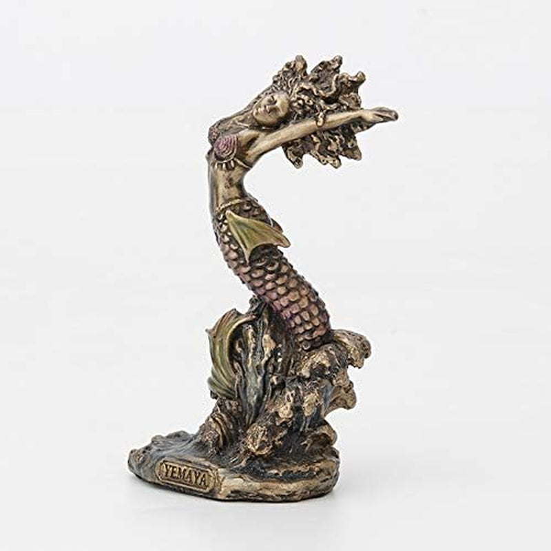 Yemaya Mini Orisha Statue: Hand-Painted Bronze Finish