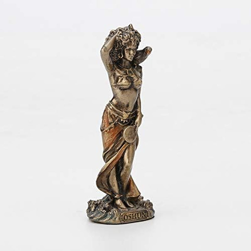 Oshun Mini Orisha Statue: Hand-Painted Bronze Finish