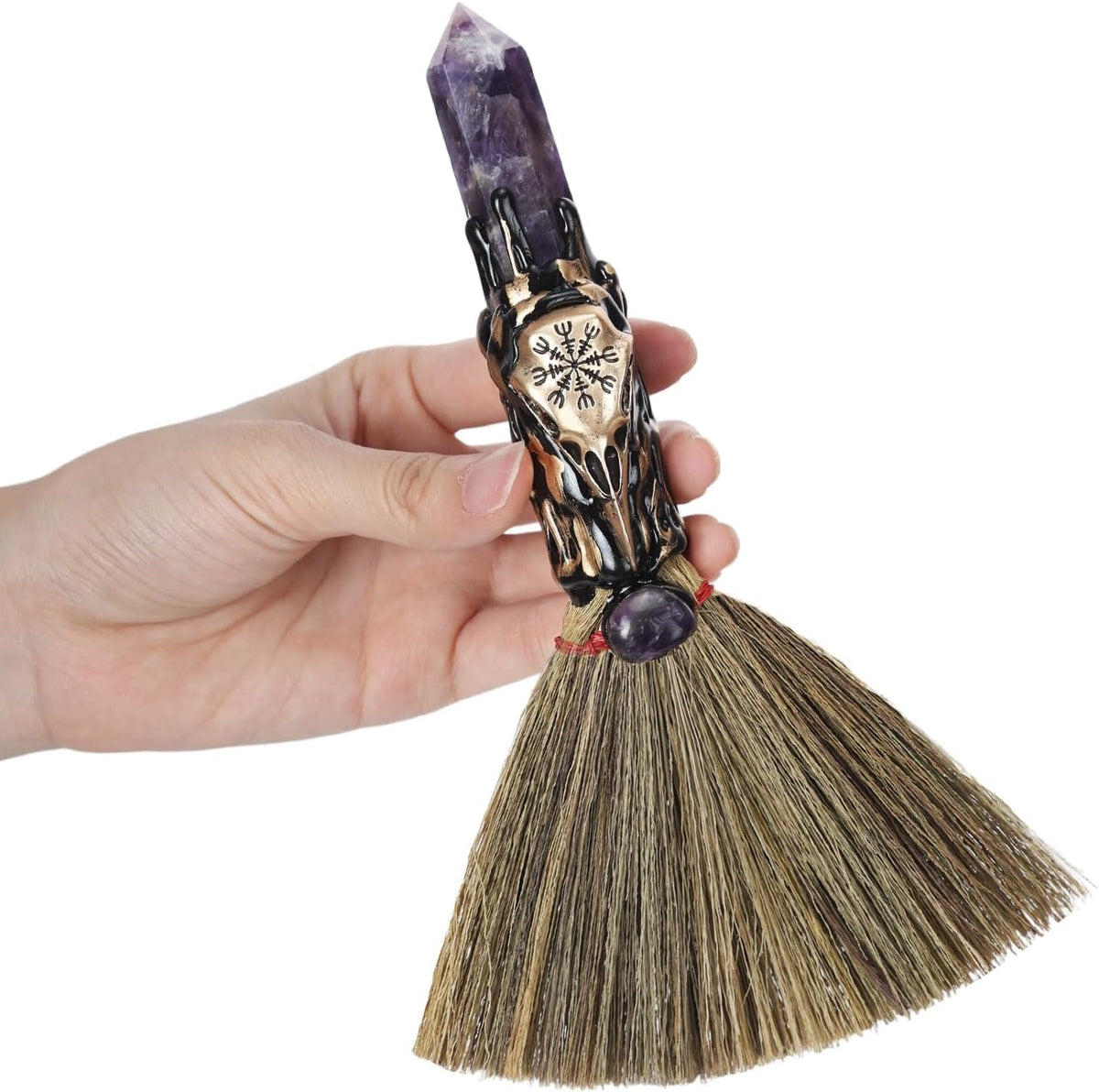 Lepidolite & Raven Altar Besom: Mini Ritual Broom