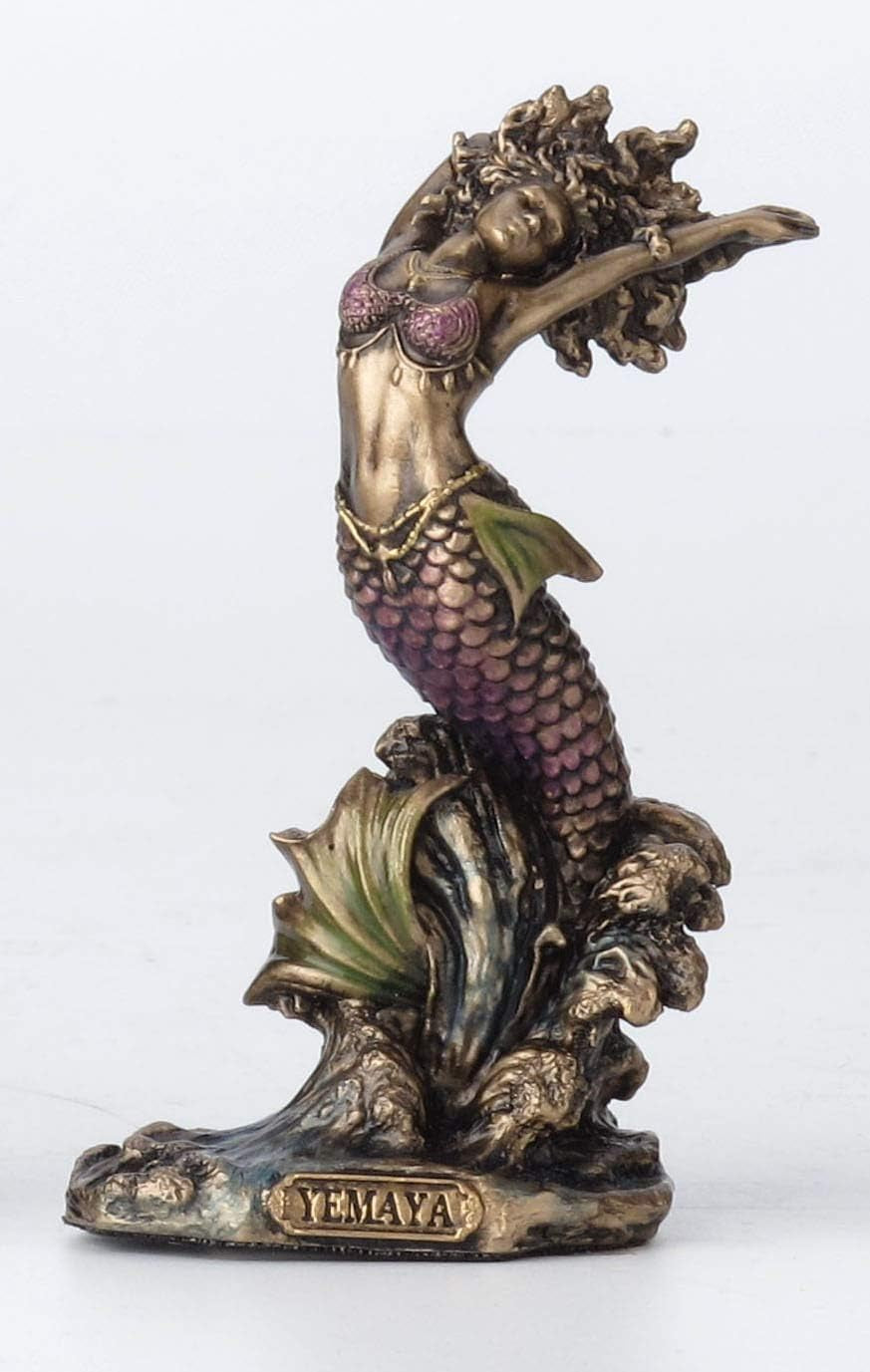 Yemaya Mini Orisha Statue: Hand-Painted Bronze Finish