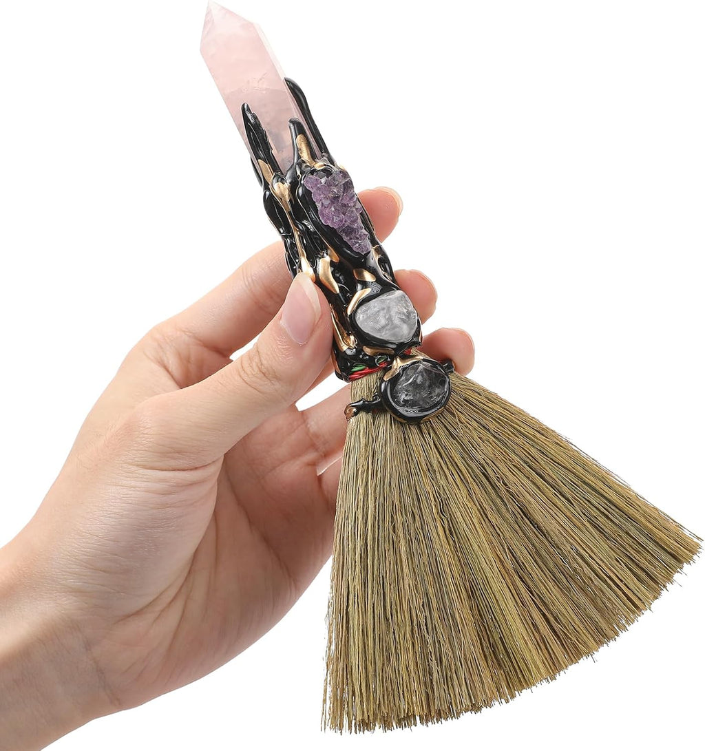 Rose quartz altar besom, product photo