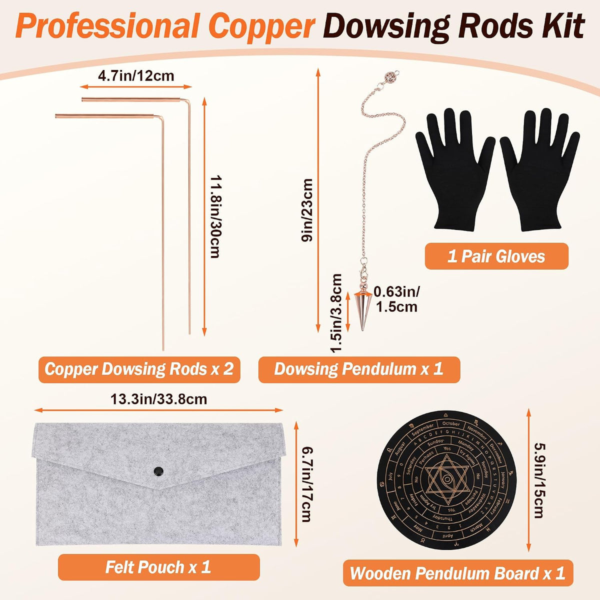 Copper dowsing rod and pendulum divination kit, photo 2 of 7