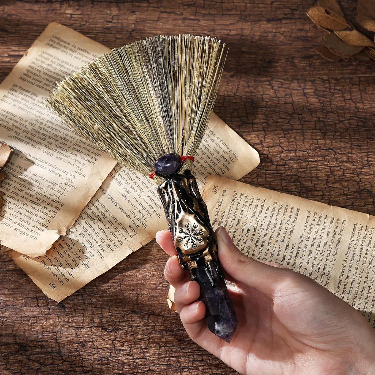Lepidolite & Raven Altar Besom: Mini Ritual Broom