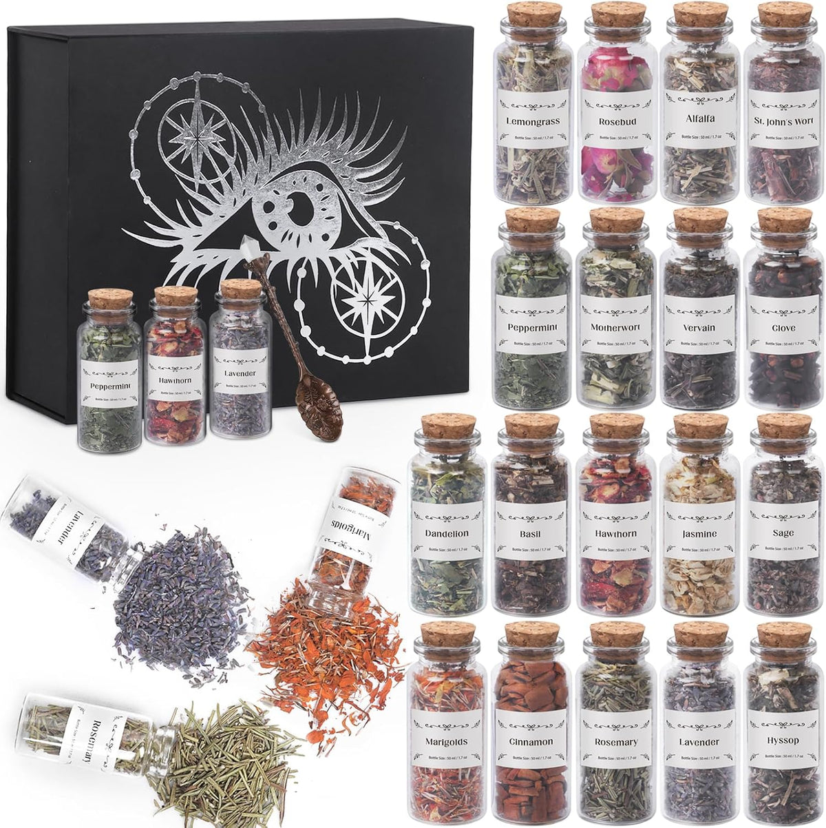 Apothecary Herb Box with 18 dried herbs and flowers, photo 1 of 8
