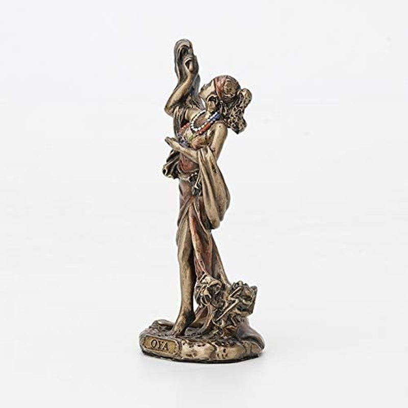 Oya Mini Orisha Statue: Hand-Painted Bronze Finish