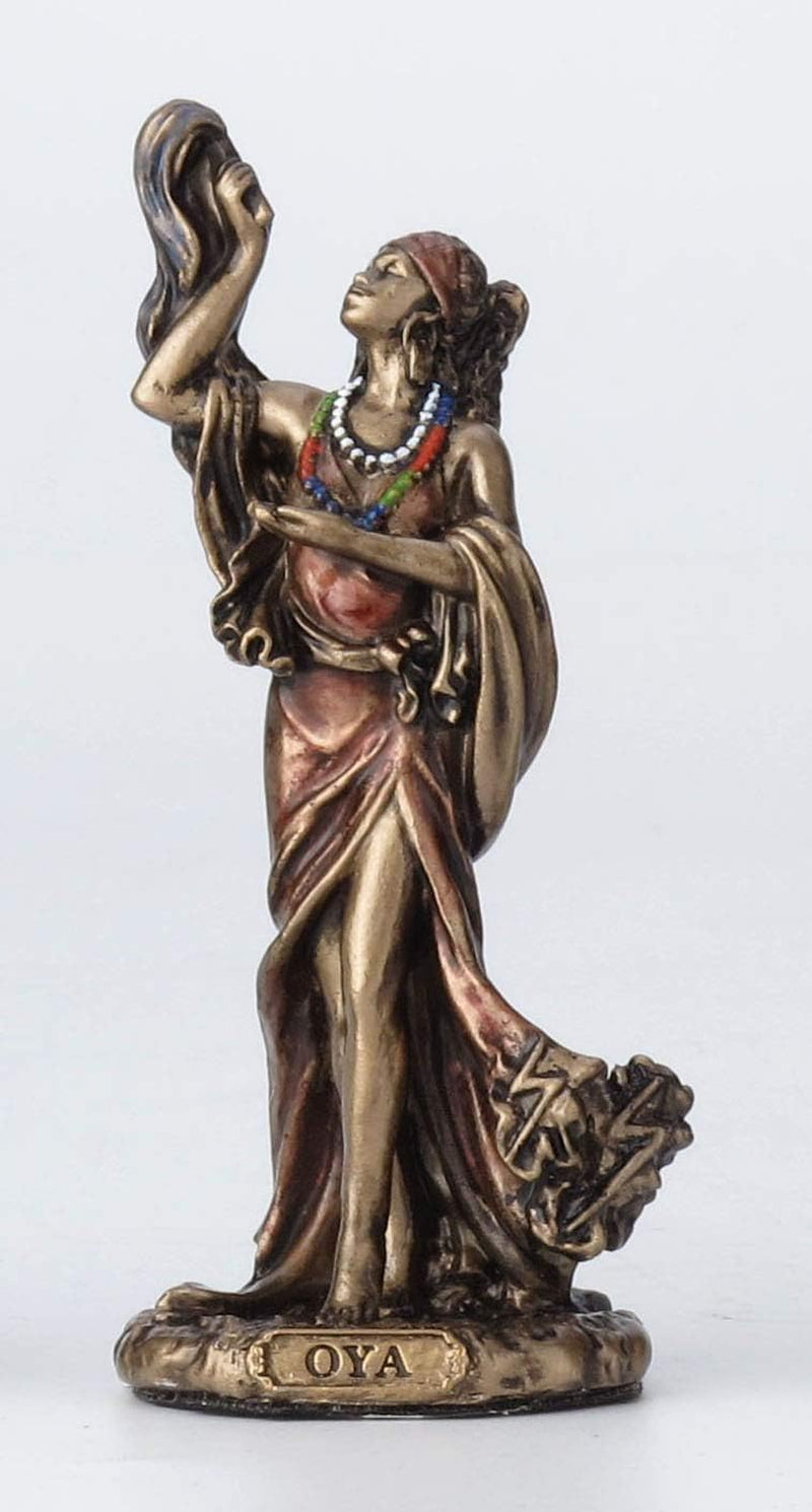 Oya Mini Orisha Statue: Hand-Painted Bronze Finish