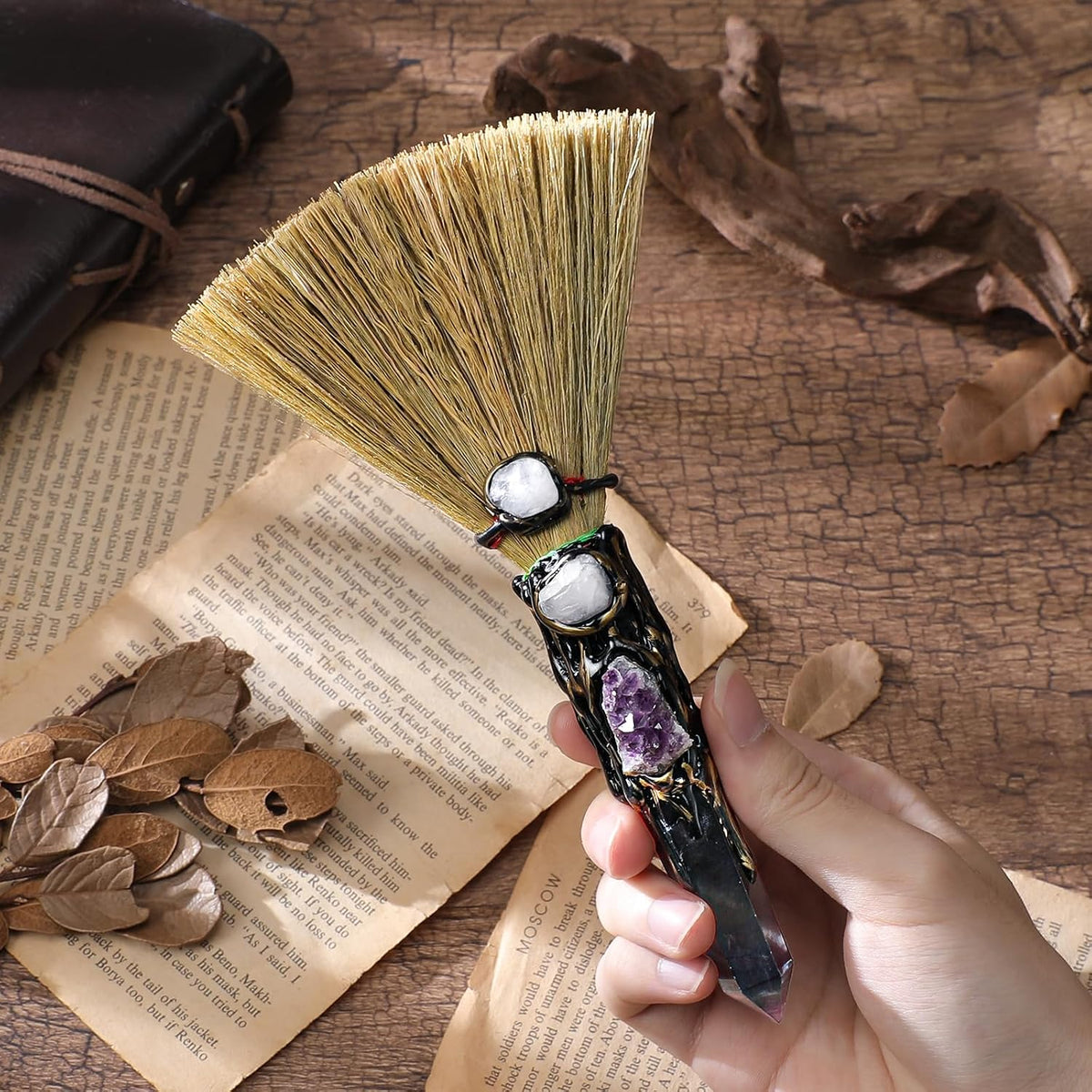 Fluorite Altar Besom: Mini Ritual Broom