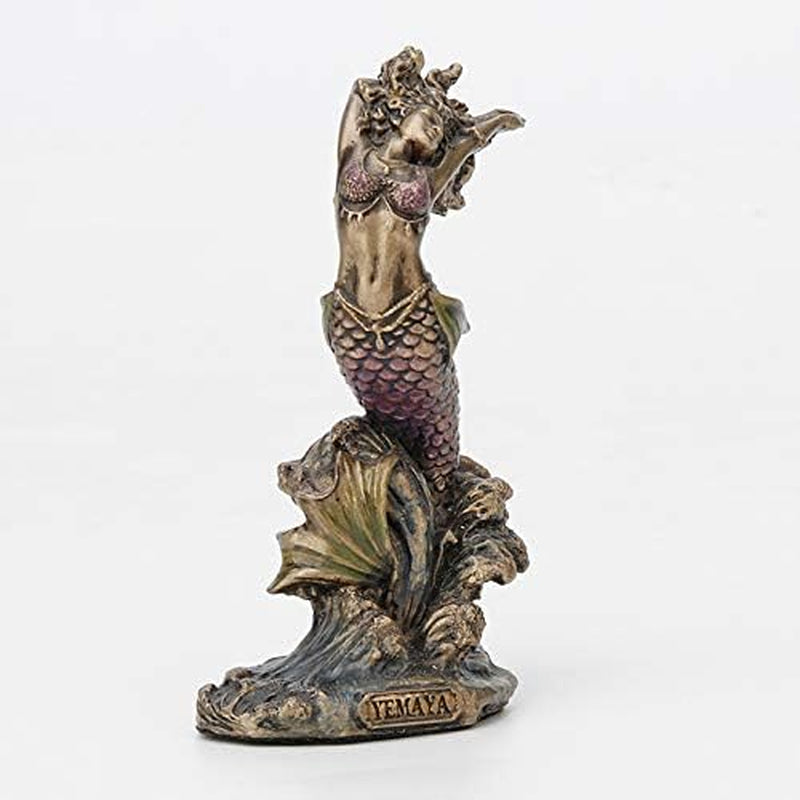 Yemaya Mini Orisha Statue: Hand-Painted Bronze Finish