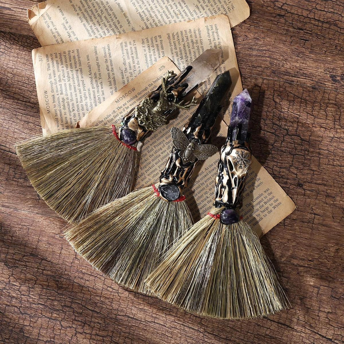 Lepidolite & Raven Altar Besom: Mini Ritual Broom