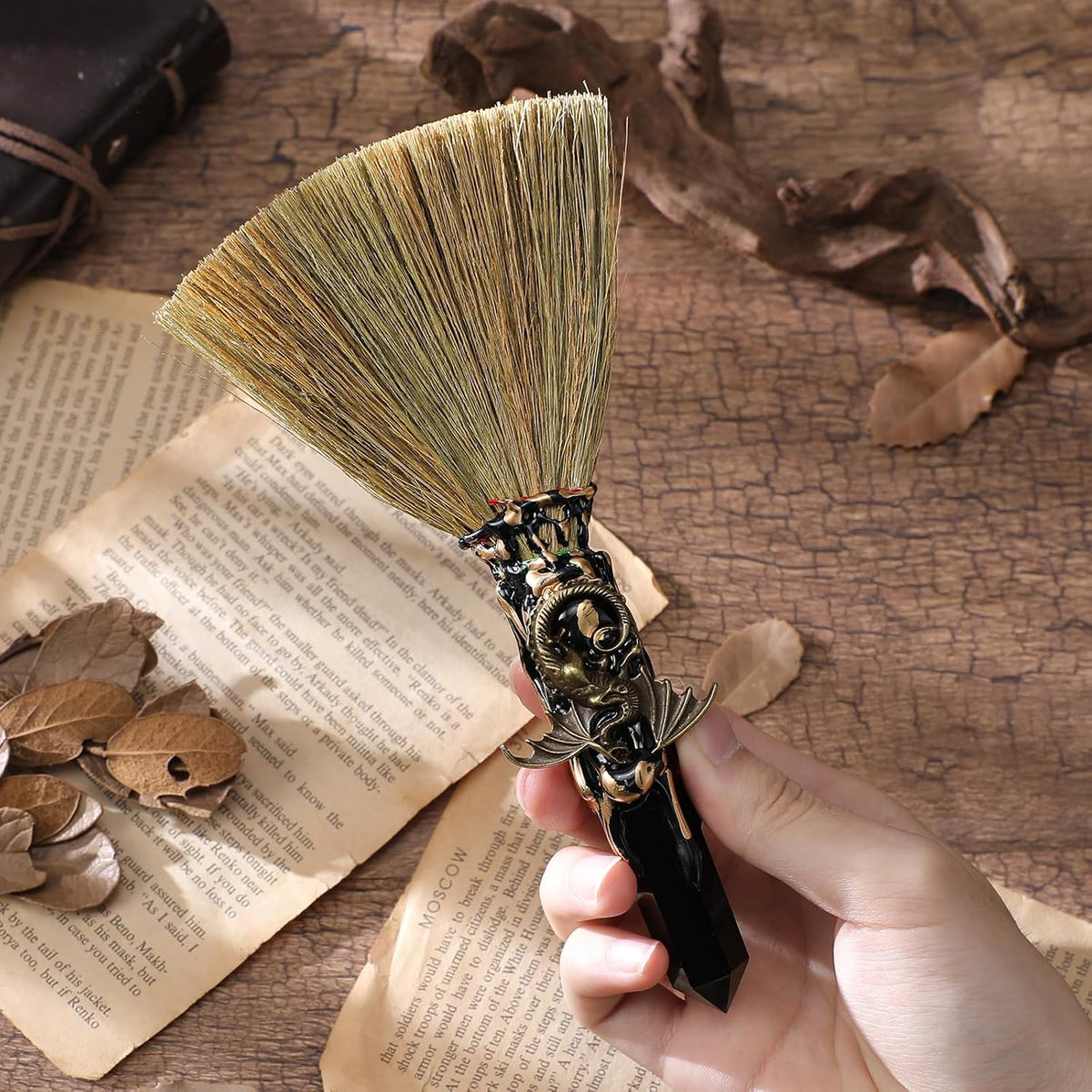 Black Obsidian Altar Besom: Mini Ritual Broom