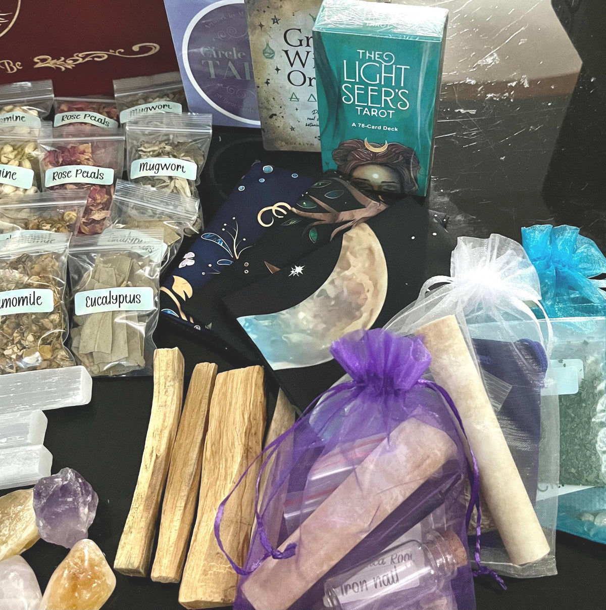 Beginner Altar Kit with crystals, herbs, candles and altar cloth, photo 6 of 9