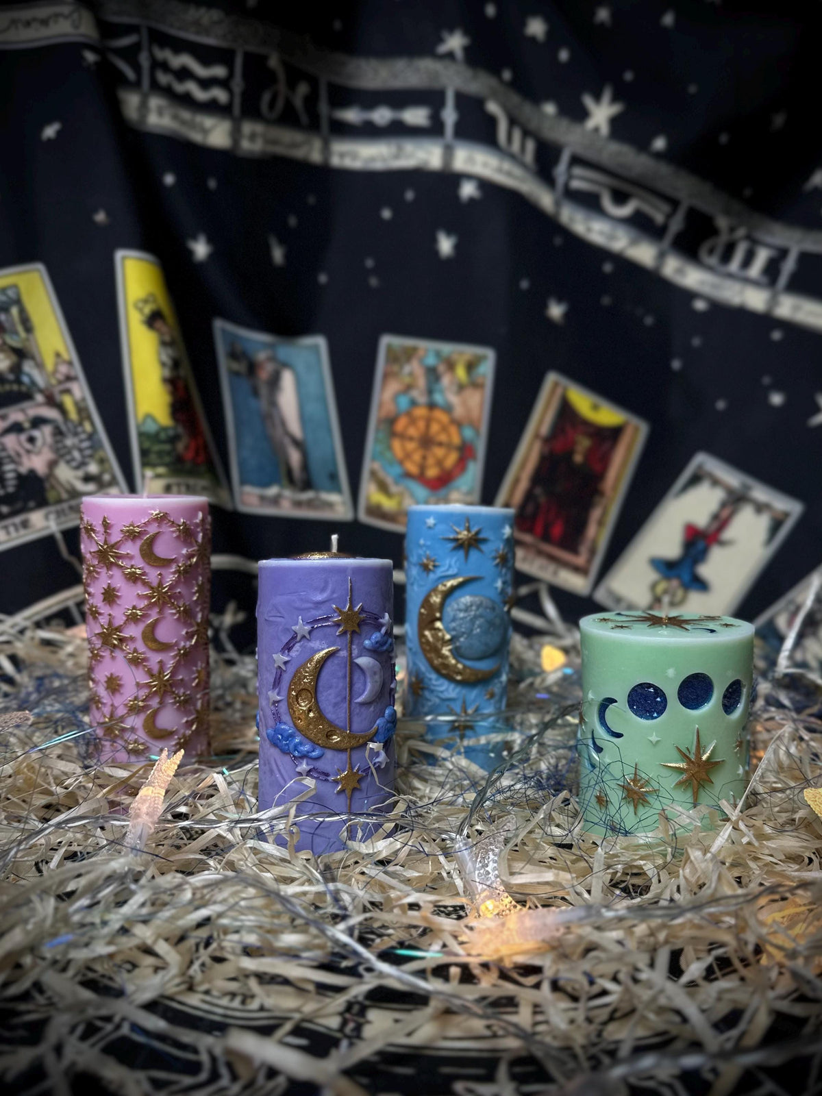 Pink moon and stars pillar candle, photo 12 of 12